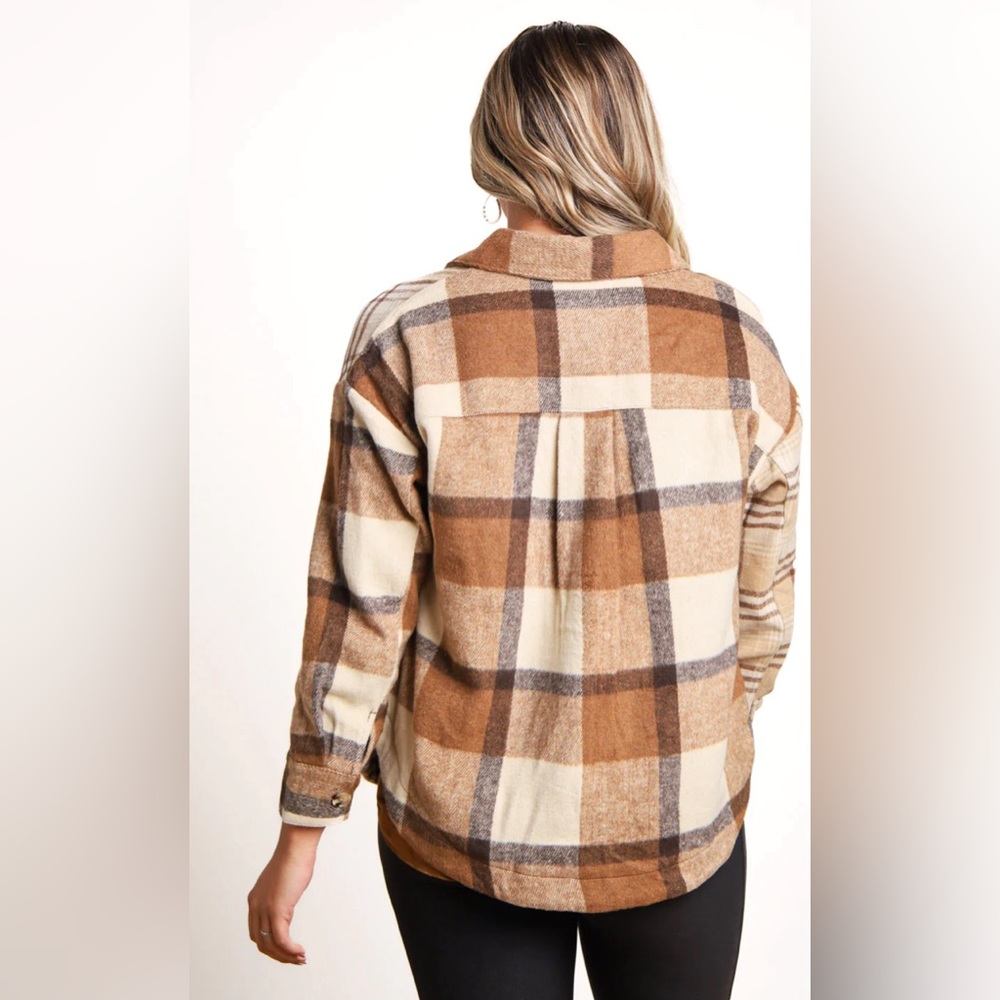 Mixed Print Color Block Shacket Jacket Large - Picture 3 of 3